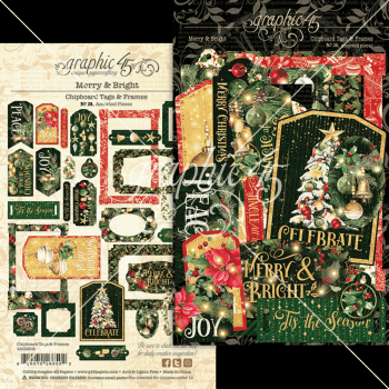 Graphic 45 - Stanzteile "Merry & Bright" Chipboard Tags & Frames