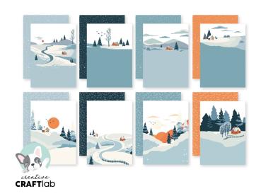 Creative Craft Lab - Studio Light - Friendz Designpapier "Winter Landscape " Paper Pack 21x14,8 cm - 36 Bogen