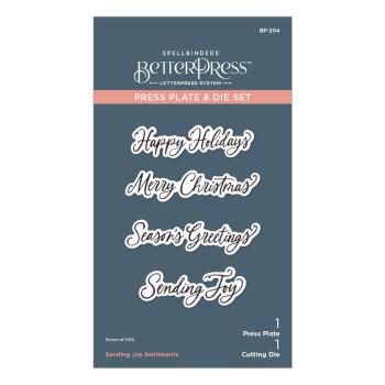 Spellbinders - Buchdrucktechnik "Sending Joy Sentiments" BetterPress Plate & Dies