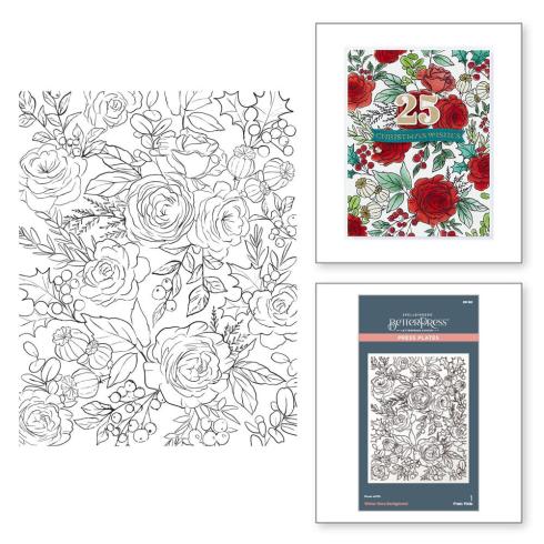 Spellbinders - Buchdrucktechnik "Winter Rose Background" BetterPress Plate