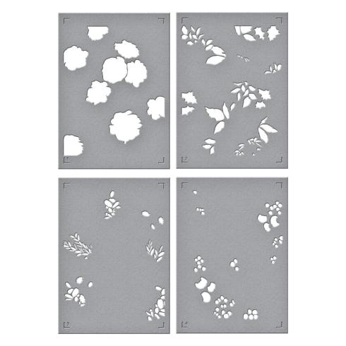 Spellbinders - Buchdrucktechnik "Winter Rose Background Bundle" BetterPress Plate & Stencil