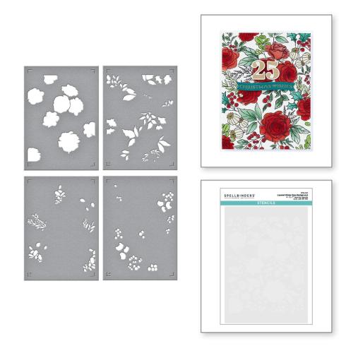 Spellbinders - Buchdrucktechnik "Winter Rose Background Bundle" BetterPress Plate & Stencil