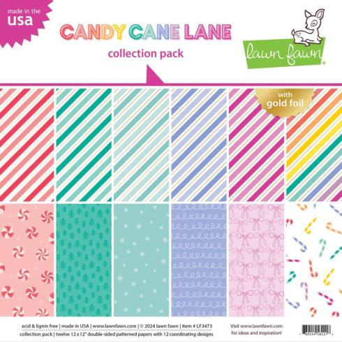 Lawn Fawn - Designpapier Candy Cane Lane" Paper Pad 12x12 Inch - 12 Bogen