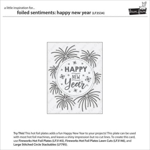 Lawn Fawn - Heißfolienplatte "Foiled Sentiments: Happy New Year" Hot Foil Plate