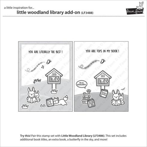 Lawn Fawn - Stempelset "Little Woodland Library" Clear Stamp Add-On