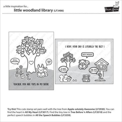 Lawn Fawn - Stempelset "Little Woodland Library" Clear Stamps