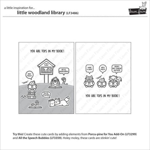 Lawn Fawn - Stempelset "Little Woodland Library" Clear Stamps