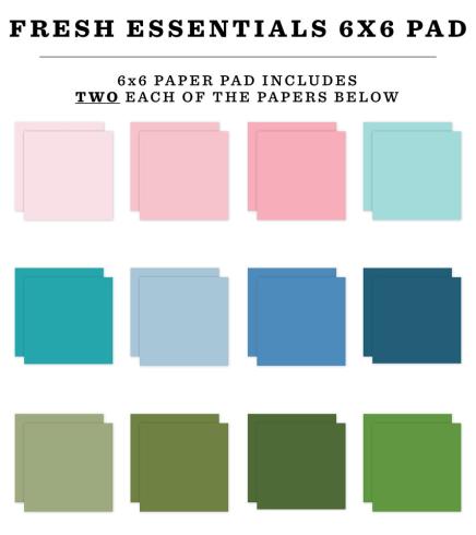 Echo Park - Cardstock "Fresh" Essentials Paper 6x6 Inch - 24 Bogen 