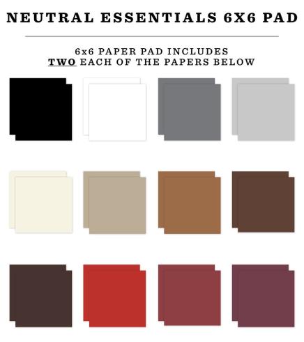 Echo Park - Cardstock "Neutral" Essentials Paper 6x6 Inch - 24 Bogen 