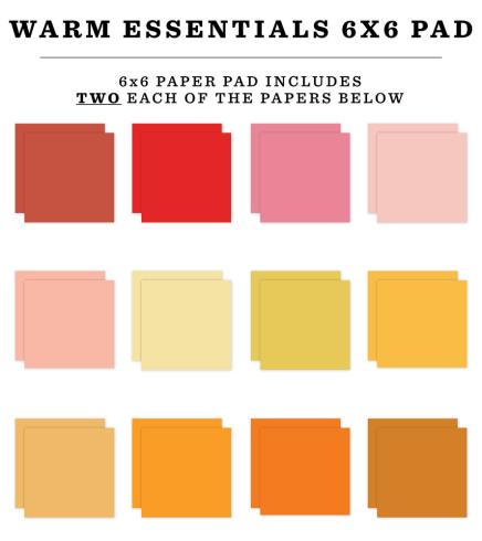 Echo Park - Cardstock "Warm" Essentials Paper 6x6 Inch - 24 Bogen 