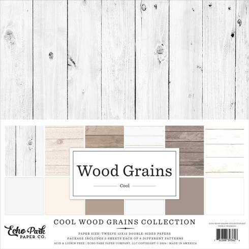 Echo Park - Designpapier "Cool Wood Grains" Collection Kit 12x12 Inch - 12 Bogen