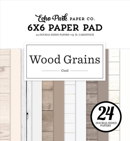 Echo Park - Designpapier "Cool Wood Grains" Paper Pack 6x6 Inch - 24 Bogen