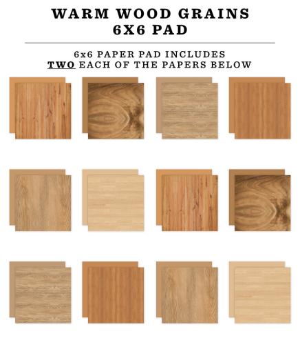 Echo Park - Designpapier "Warm Wood Grains" Paper Pack 6x6 Inch - 24 Bogen