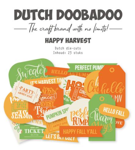 Dutch Doobadoo - Stanzteile " Happy Harvest Texts" Die Cuts