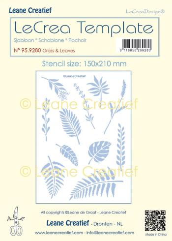 Leane Creatief - Schablone "Grass & Leaves" Stencil - Template