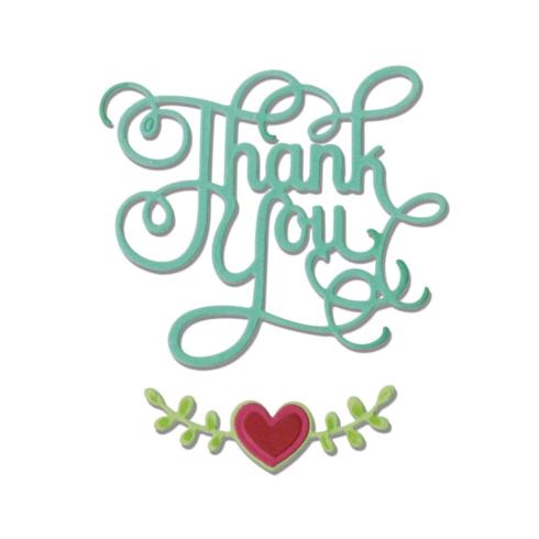 Sizzix - Stanzschablone "Thank You w/Hearts" Thinlits Craft Dies by Jen Long