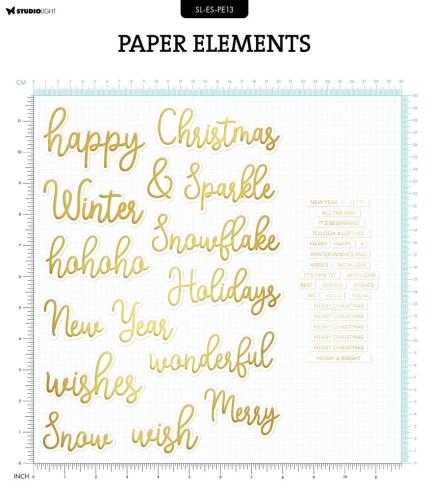 Studio Light - Stanzteile "Christmas" Paper Elements Sentiments Gold Foil 