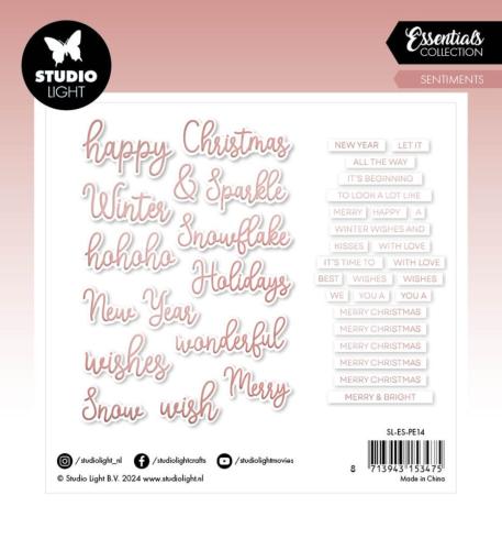 Studio Light - Stanzteile "Christmas" Paper Elements Sentiments Rosegold Foil 