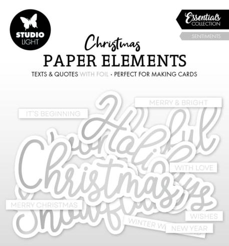 Studio Light - Stanzteile "Christmas" Paper Elements Sentiments Silver Foil 