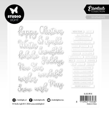 Studio Light - Stanzteile "Christmas" Paper Elements Sentiments Silver Foil 