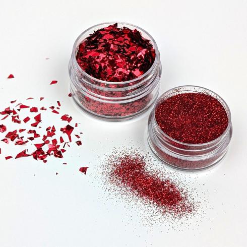 Cosmic Shimmer - Glitzermischung "Cherry Red" Spangles Set 2x10ml