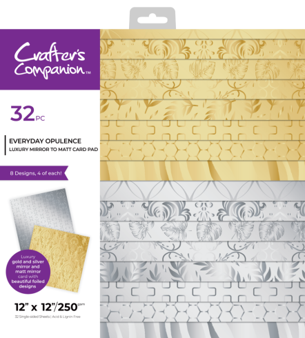 Crafters Companion - Spiegelkarton "Everyday Opulence" Luxury Mirror Card Pad 12x12 Inch - 32 Bogen 