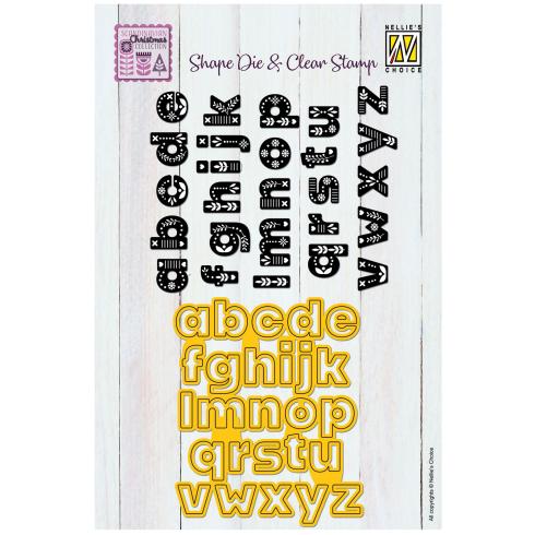 Nellie Snellen - Stempelset & Stanzschablone"Scandinavian Alphabet Lowercase" Dies & Stamp Set