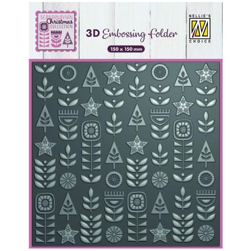 Nellie Snellen - Prägefolder "Scandinavian Flowers" 3D Embossing Folder 