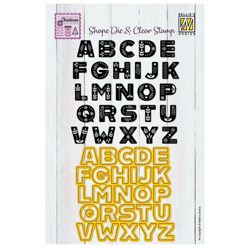 Nellie Snellen - Stempelset & Stanzschablone"Scandinavian Alphabet Uppercase" Dies & Stamp Set