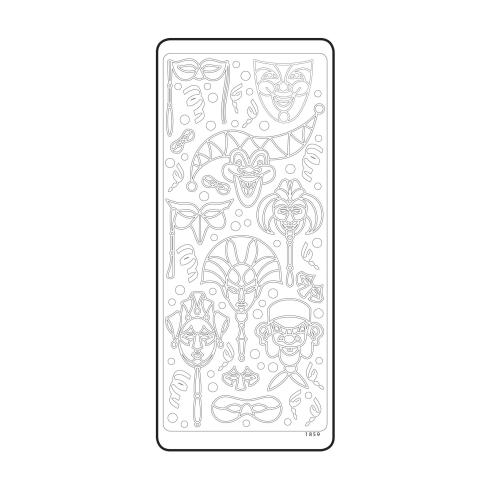 Vaessen Creative - Aufkleber "Silver Masks" Sticker 10x23cm - 10 Bogen