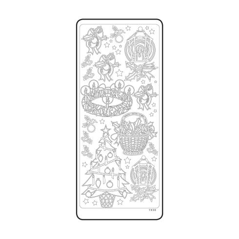 Vaessen Creative - Aufkleber "Silver Christmas Diverse" Sticker 10x23cm - 10 Bogen