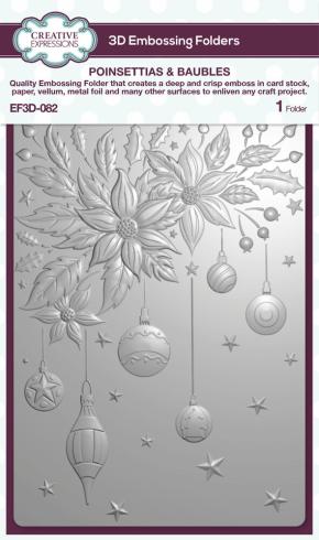 Creative Expressions - 3D Embossingfolder 5x7 Inch "Poinsettias & Baubles" Prägefolder