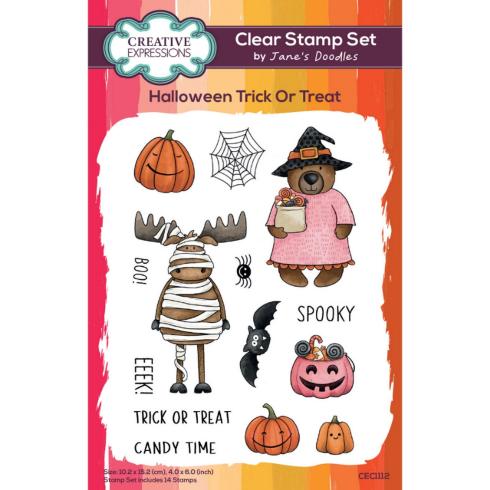 Creative Expressions - Stempelset "Halloween Trick or Treat" Clear Stamps 10,2x15,2cm Design by Jane's Doodles