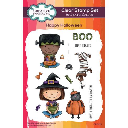 Creative Expressions - Stempelset "Happy Halloween" Clear Stamps 10,2x15,2cm Design by Jane's Doodles