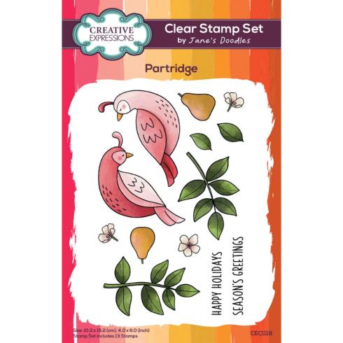 Creative Expressions - Stempelset "Partridge" Clear Stamps 10,2x15,2cm Design by Jane's Doodles