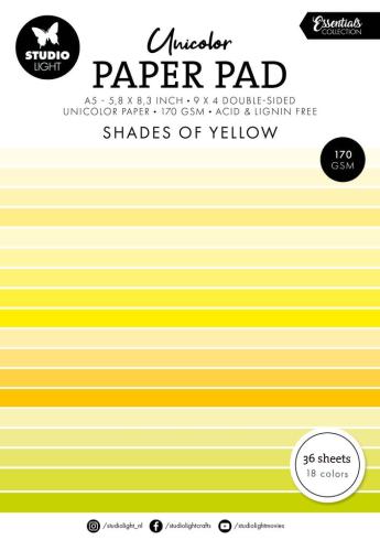 Studio Light - Cardstock "Shades Of Yellow" Unicolor Paper Pad A5 - 36 Bogen