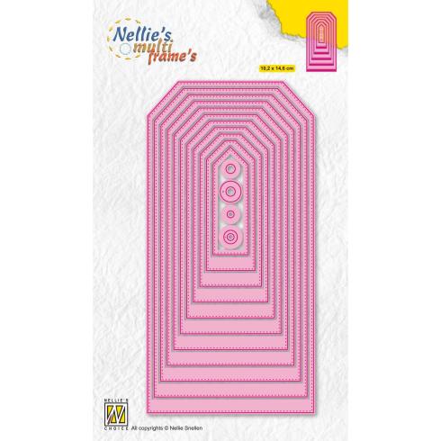 Nellie Snellen - Stanzschablone "Continue Stitched Straight Tags" Multi Frame´s Dies