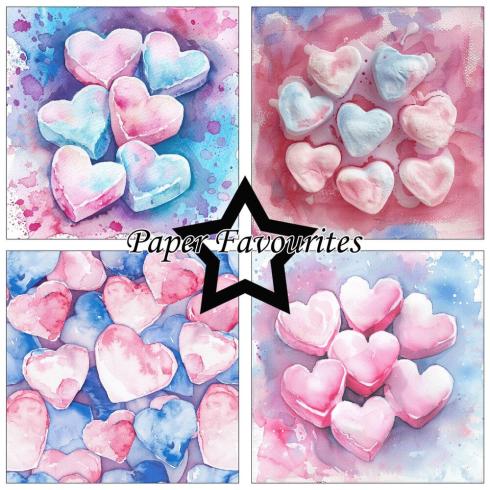 Paper Favourites - Designpapier "Marshmallows Hearts" Paper Pack 6x6 Inch - 24 Bogen