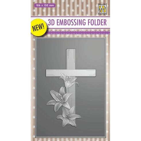 Nellie Snellen - Prägefolder "Cross with Lilies" 3D Embossing Folder 