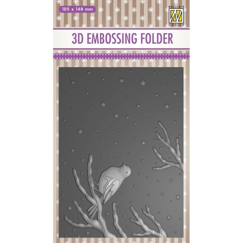 Nellie Snellen - Prägefolder "Bird on Branch" 3D Embossing Folder 