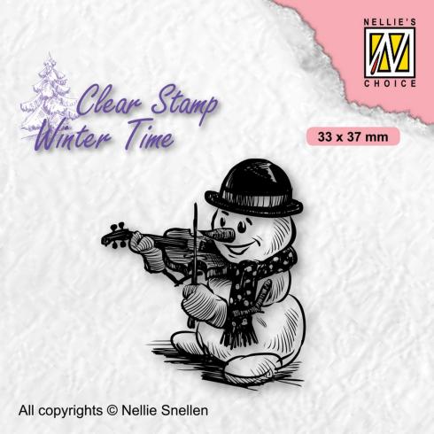 Nellie Snellen - Stempel "Snowman-with Violin" Clear Stamps Winter Time