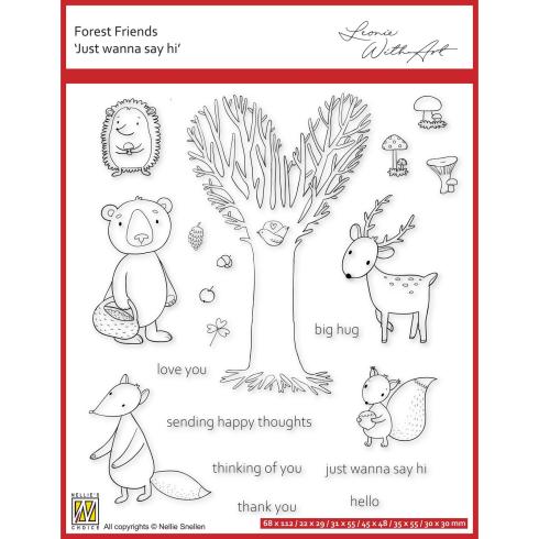 Nellie Snellen - Stempelset "Just Wanna Say Hi" Clear Stamps Forest Friends