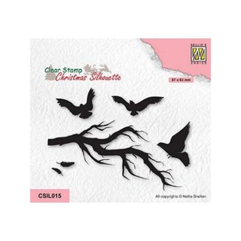 Nellie Snellen - Stempelset "Branch with Birds" Clear Stamps Christmas Silhouette