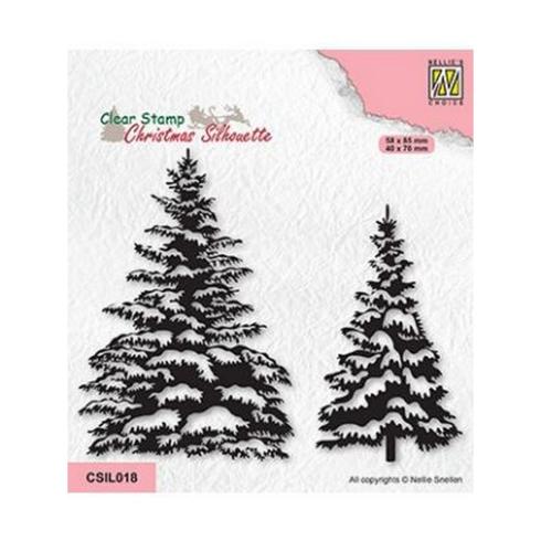 Nellie Snellen - Stempelset "Snowy Pinetrees" Clear Stamps Christmas Silhouette