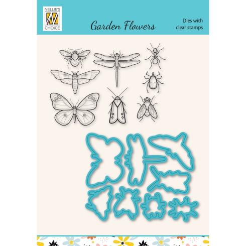 Nellie Snellen - Stempelset & Stanzschablone"Flowers Serie Insects" Dies & Stamp Set