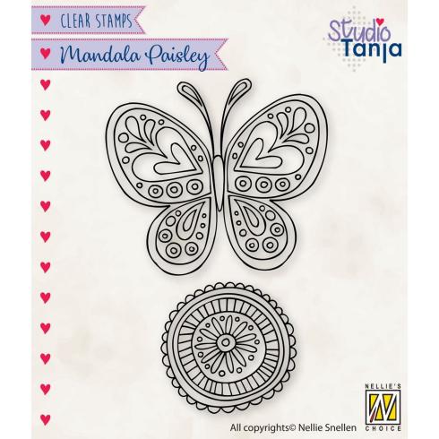 Nellie Snellen - Stempelset "Butterfly & Circle" Clear Stamps Mandala´s Paisley