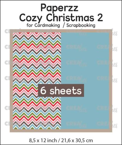 Crealies - Designpapier "Cozy Christmas No. 2 Zigzag + Blue" Paperzz Paper Pack  21,6x30,5 cm - 6 Bogen