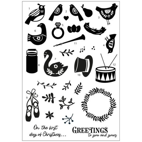 Sizzix - Stempelset "12 Days of Christmas" Clear Stamps Design by Catherine Pooler