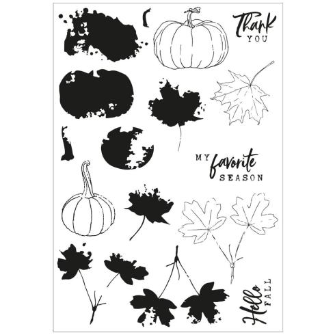 Sizzix - Stanzschablone & Stempelset "Pencil Line Harvest" Framelits Craft Dies & Clear Stamps by 49 and Market