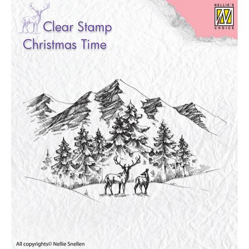 Nellie Snellen - Stempel "Winter Landscape with Deer" Clear Stamps Christmas Time